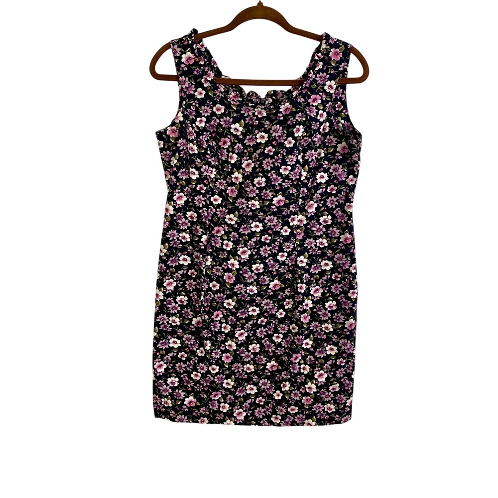 Vintage Miss Dorby Petite 90s Grunge Floral Ruffle Sheath Dress Coquette Indie